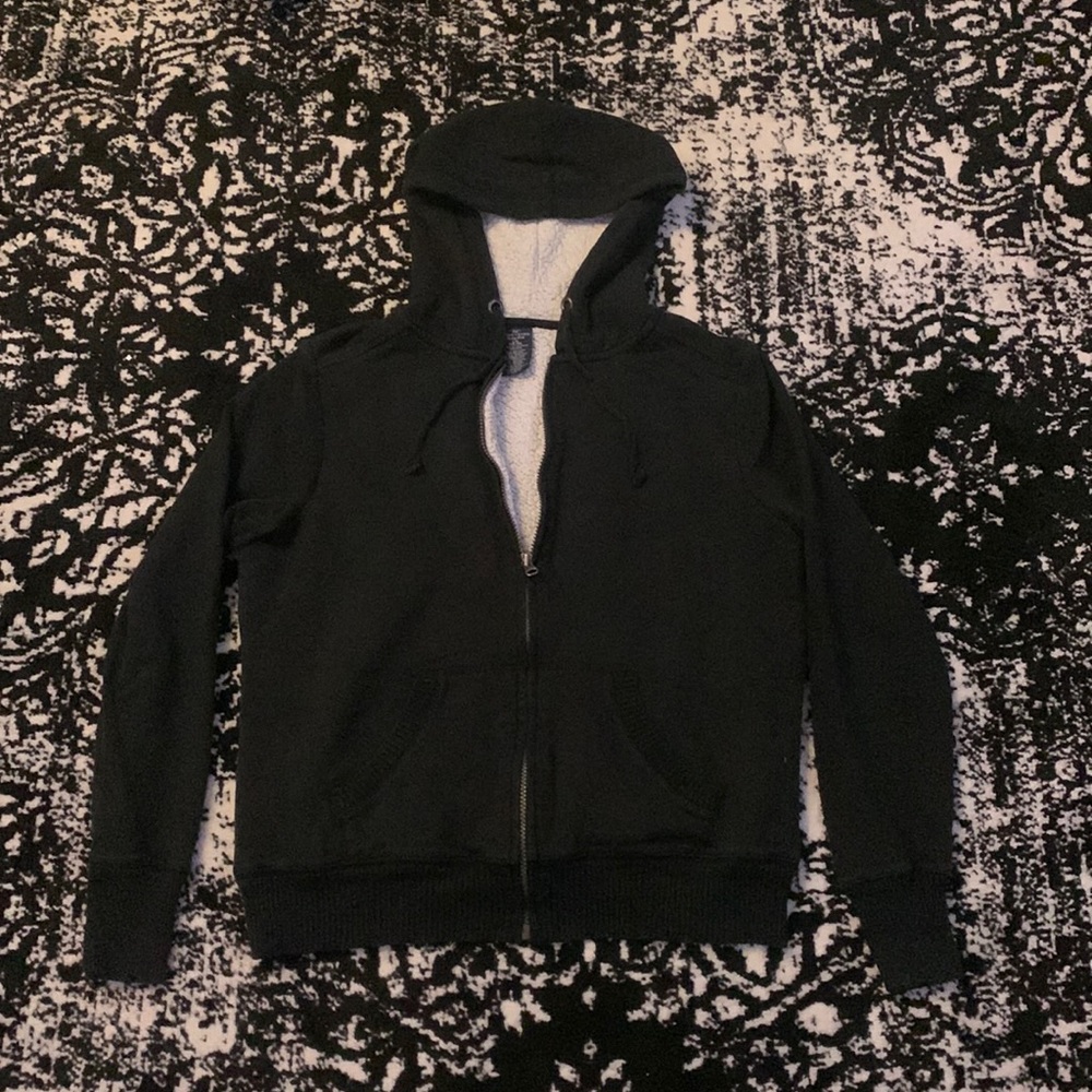 Fluffy Black Zip-Up Hoodie